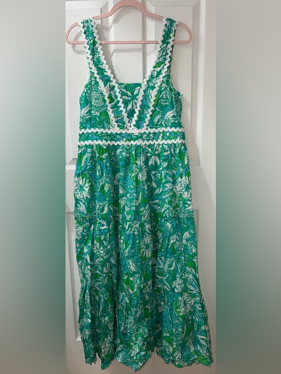 Lilly Pulitzer Dresses & Skirts - Lilly Pulitzer Botanical Green Safari Sangria Pollie Cotton Midi Dress Size 10